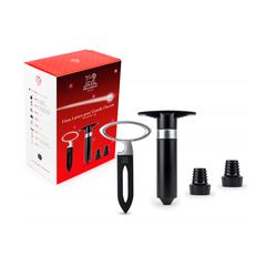 Набор из 4-х предметов: штопор, вакуумный насос и 2 пробки, пластик, нержавеющая сталь, MATHUS & EPIVAC PEUGEOT, Франция