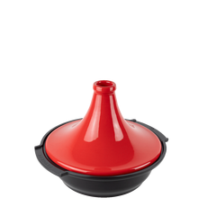Тажин 33 см ( без ручек 30 см), h 23 см, основание - кованный алюминий с антипригарным покрытием, крышка - керамика, красная, ATLAS RED, Peugeot