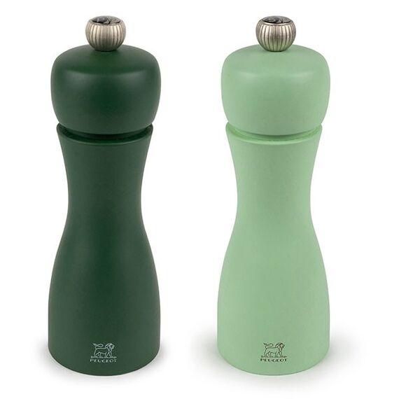 Набор из 2-х мельниц для специй 15 см, бук, цвет изумрудный/салатовый, TAHITI PEUGEOT, Франция