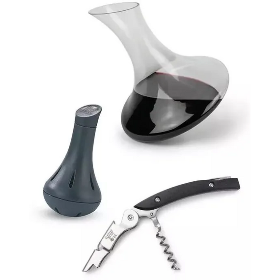 Набор для вина: декантер для молодых вин 750 мл EVOLUTION H=24 см, штопор Malbec, шарики для очистки декантера Bilbo, PEUGEOT, Франция, изображение 2