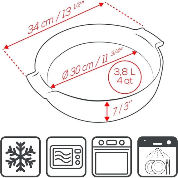 Форма для запекания круглая, 34 см, красный, Peugeot, изображение 4