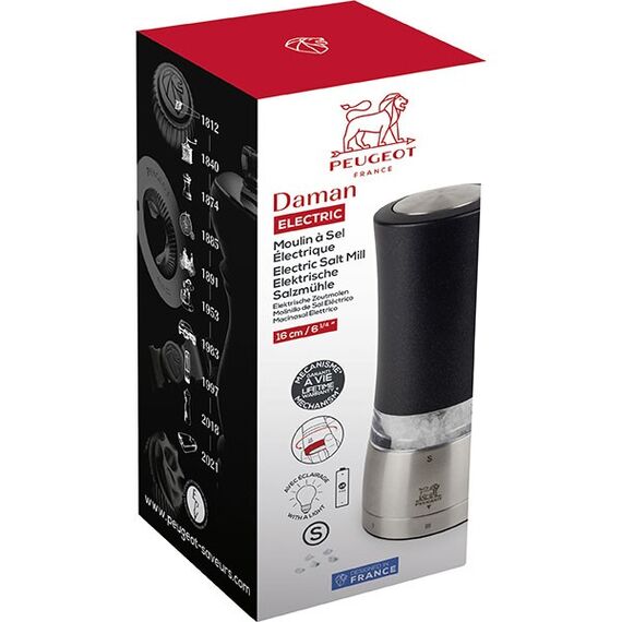 Мельница для соли электрическая 16 см, нержавеющая сталь, цвет черный, DAMAN PEUGEOT, Франция, изображение 9