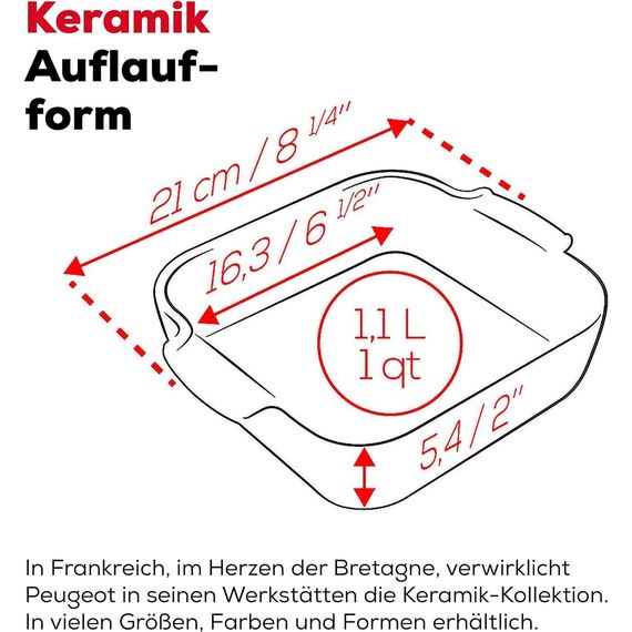 Форма для запекания квадратная, 21 см, голубой, Peugeot, изображение 3
