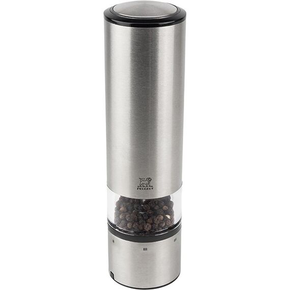 Мельница для перца электрическая на батарейках 20 см, акрил, нержавеющая сталь, ELIS SENSE PEUGEOT, Франция