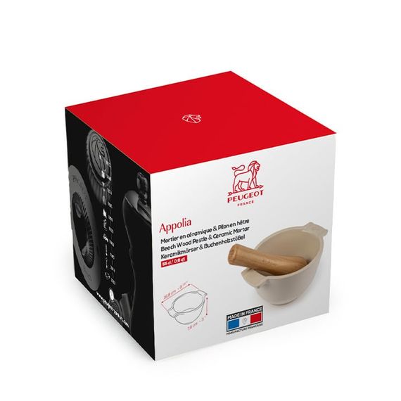 Ступка 550 мл 16,8 см h=7,6 с пестиком (внутр. размер 13,5 см), ECRU, Peugeot, изображение 3