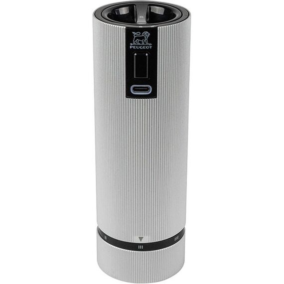 Мельница для соли электрическая с USB зарядкой 15 см, алюминий, цвет графит, LINE PEUGEOT, Франция