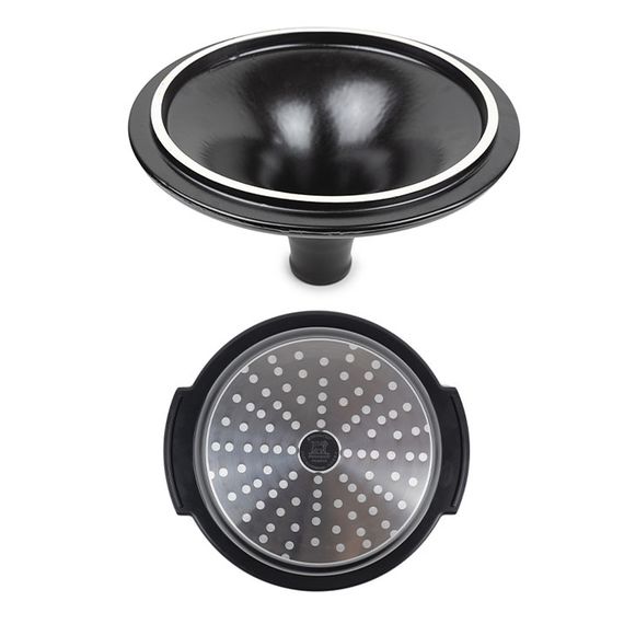 Тажин 33 см ( без ручек 30 см), h 23 см, основание - кованный алюминий с антипригарным покрытием, крышка - керамика, черная, ATLAS SATIN BLACK, Peugeot, изображение 6